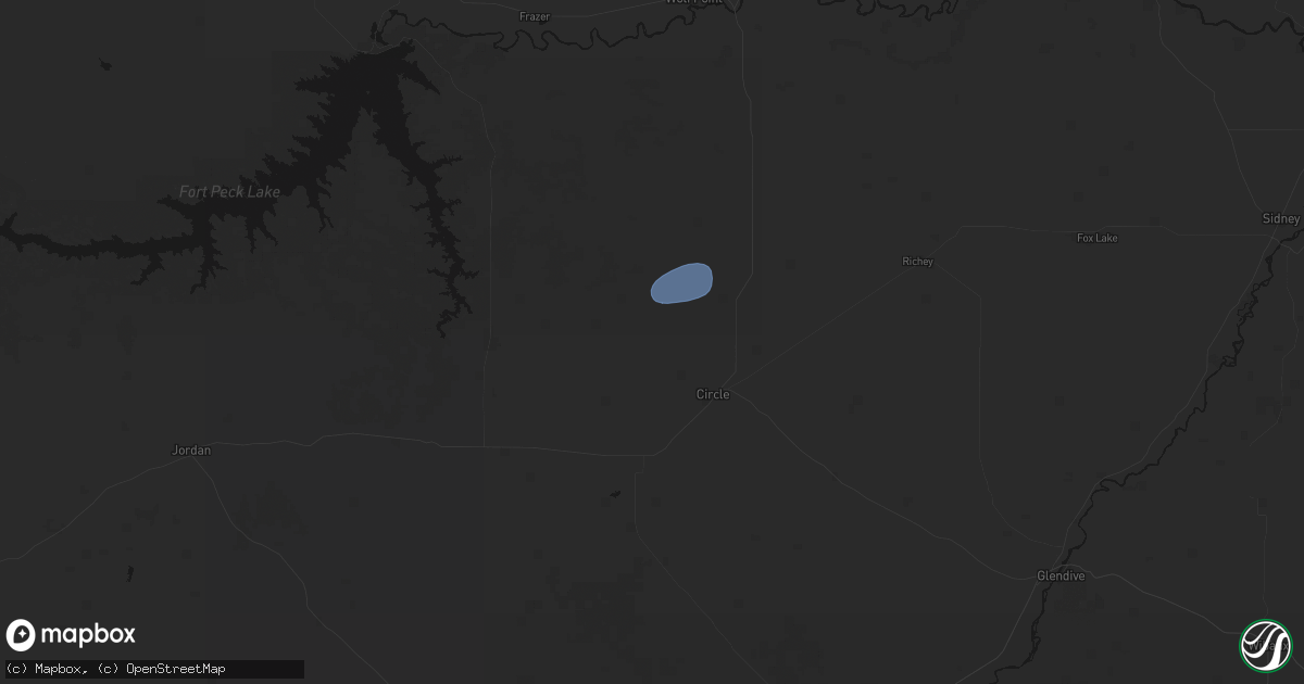 Hail map in Circle, MT on July 5, 2026