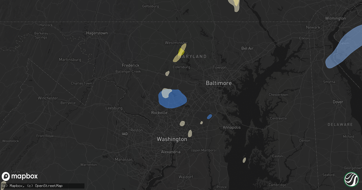 Hail map in Clarksville, MD on July 5, 2026