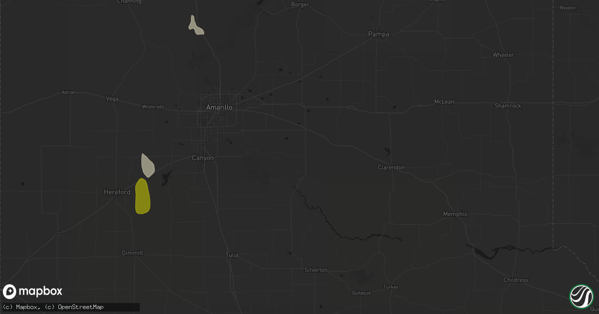 Hail map in Claude, TX on July 5, 2026