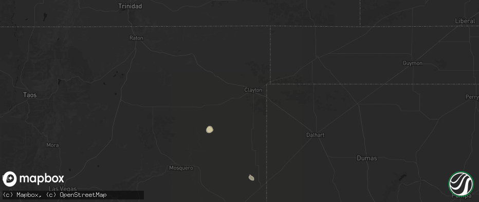 Hail map in Clayton, NM on July 5, 2026