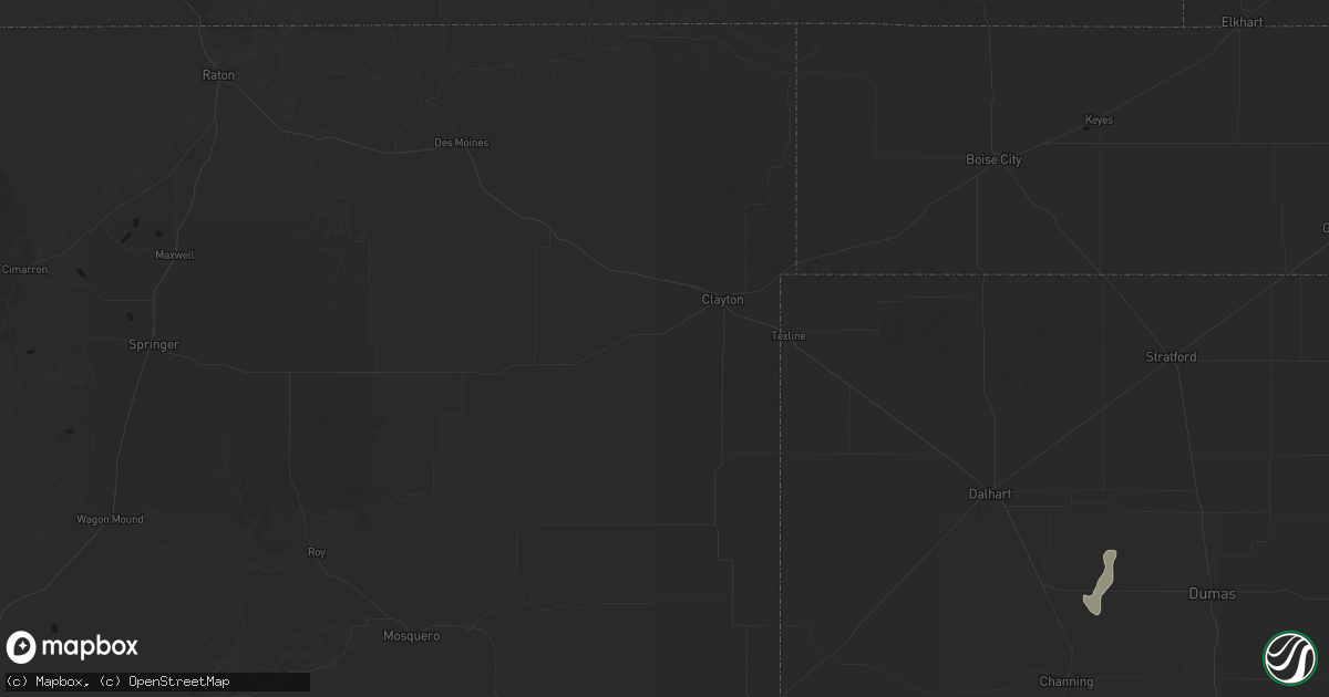 Hail map in Clayton, NM on July 5, 2026