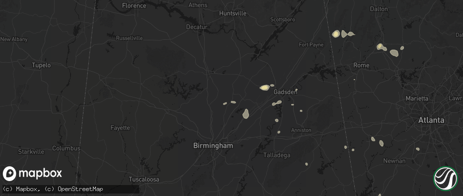 Hail map in Cleveland, AL on July 5, 2026