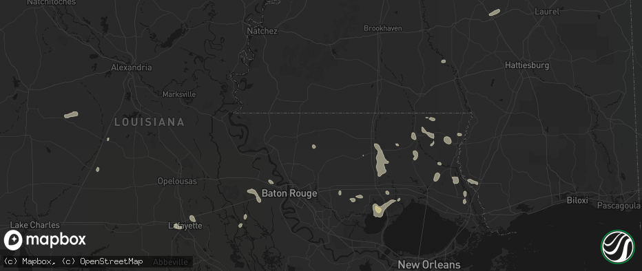 Hail map in Clinton, LA on July 5, 2026