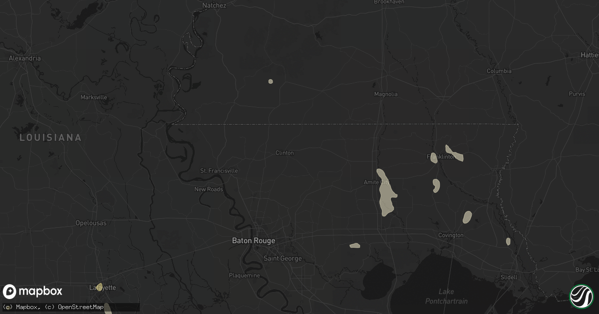 Hail map in Clinton, LA on July 5, 2026