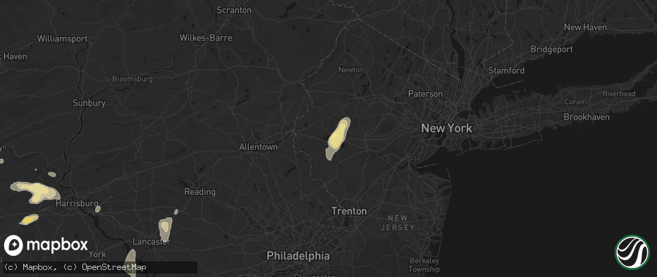 Hail map in Clinton, NJ on July 5, 2026