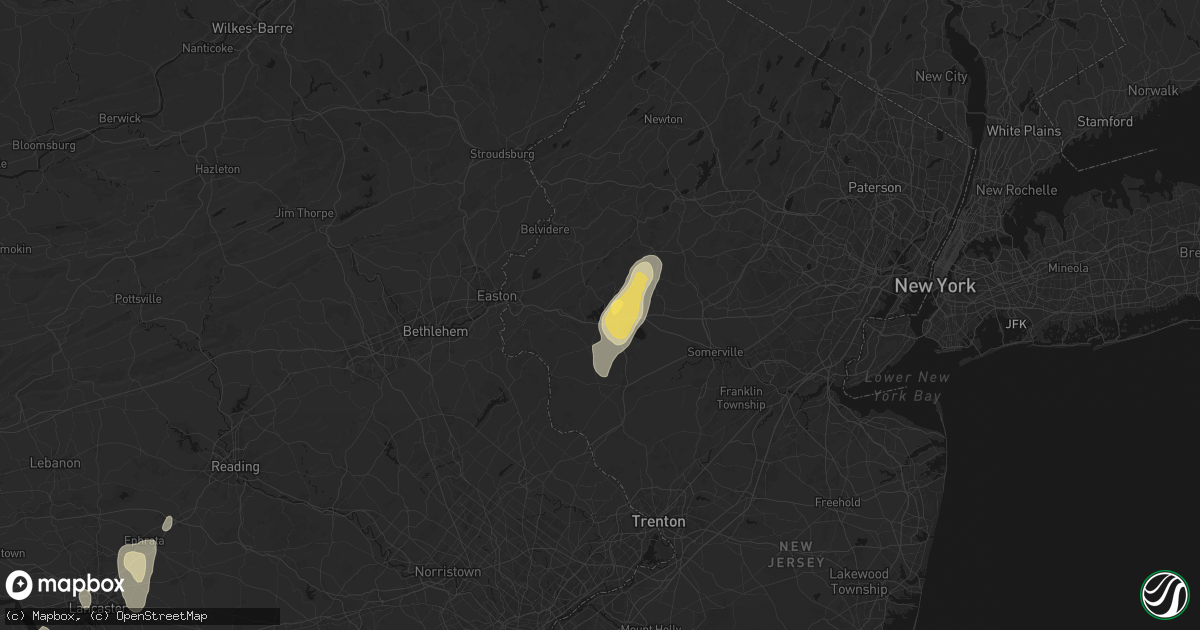 Hail map in Clinton, NJ on July 5, 2026