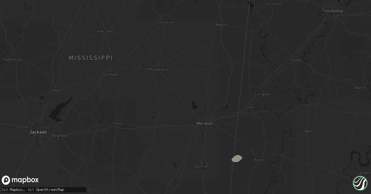 Hail map in Collinsville, MS on July 5, 2026