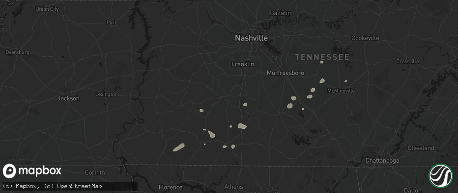 Hail map in Columbia, TN on July 5, 2026