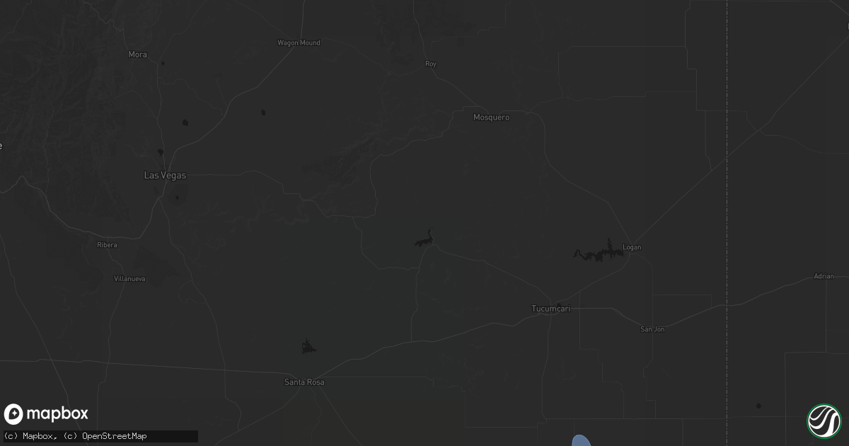 Hail map in Conchas Dam, NM on July 5, 2026