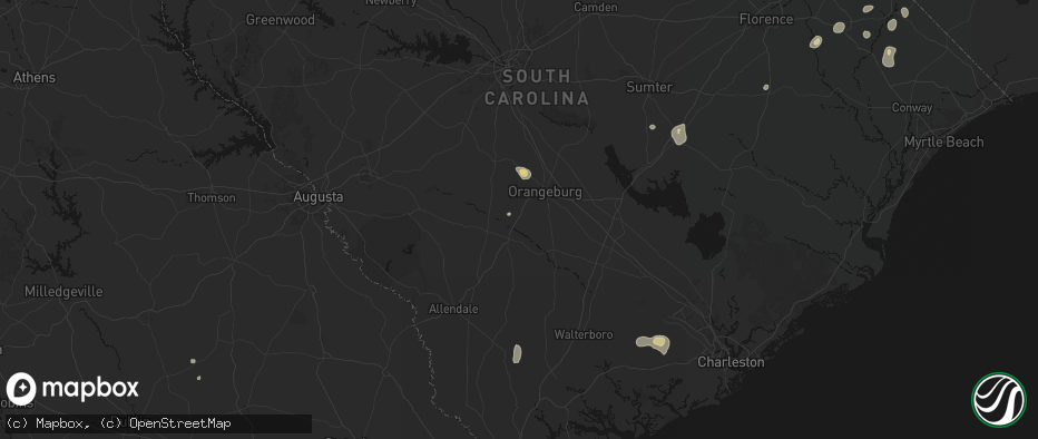 Hail map in Cope, SC on July 5, 2026