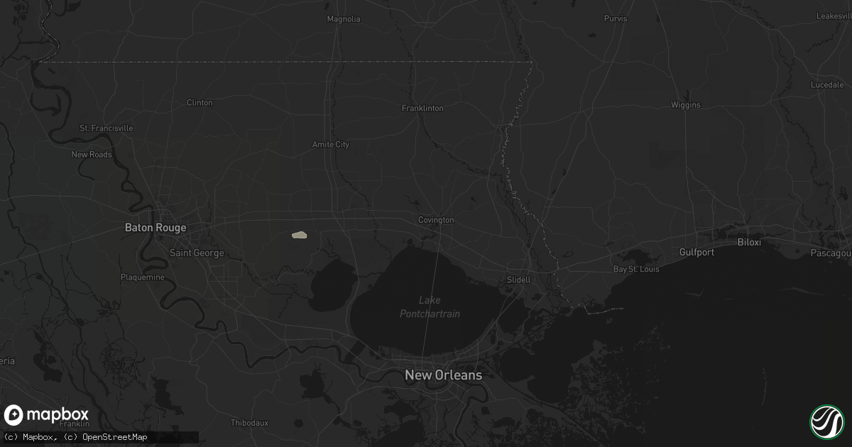 Hail map in Covington, LA on July 5, 2026