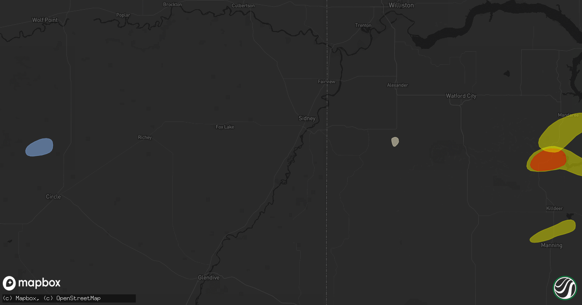 Hail map in Crane, MT on July 5, 2026