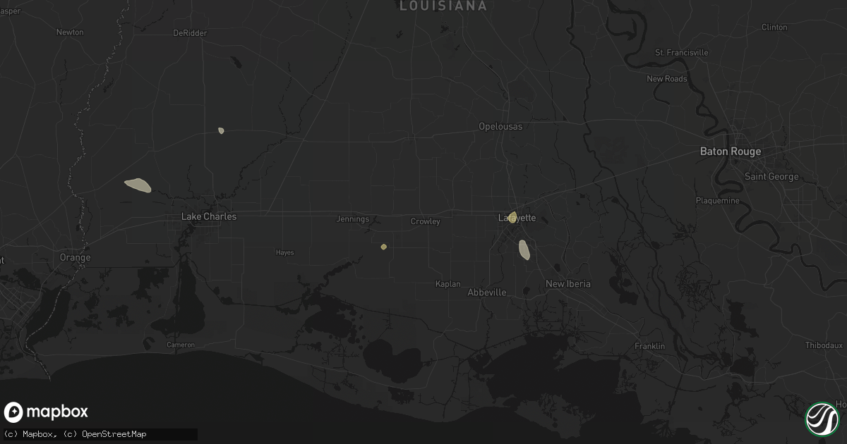 Hail map in Crowley, LA on July 5, 2026