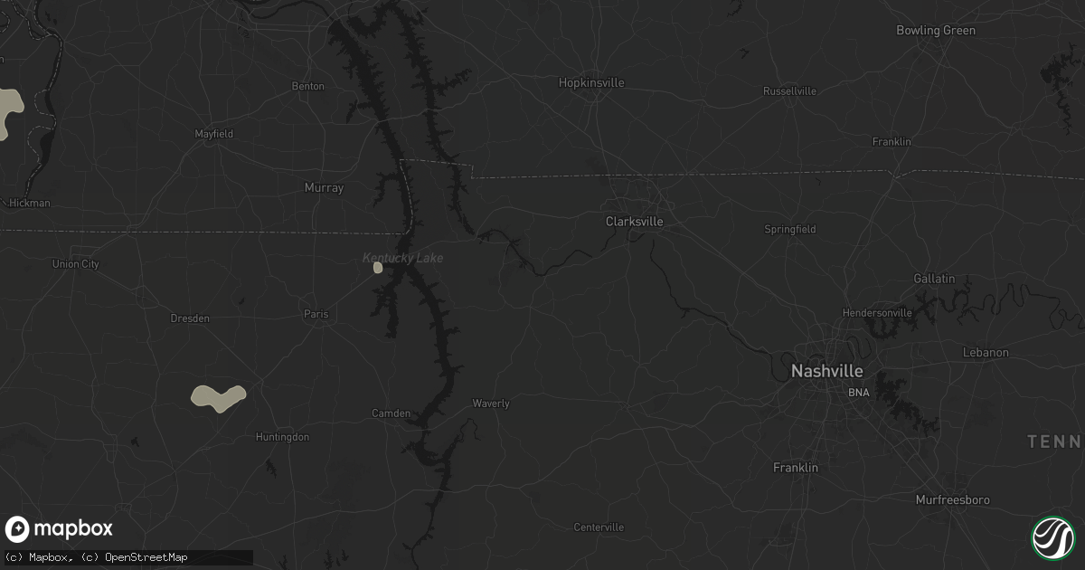 Hail map in Cumberland City, TN on July 5, 2026