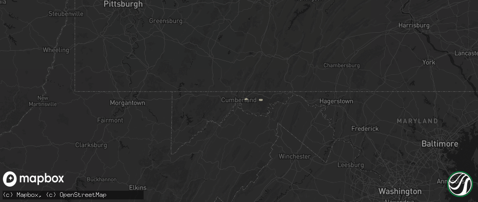 Hail map in Cumberland, MD on July 5, 2026