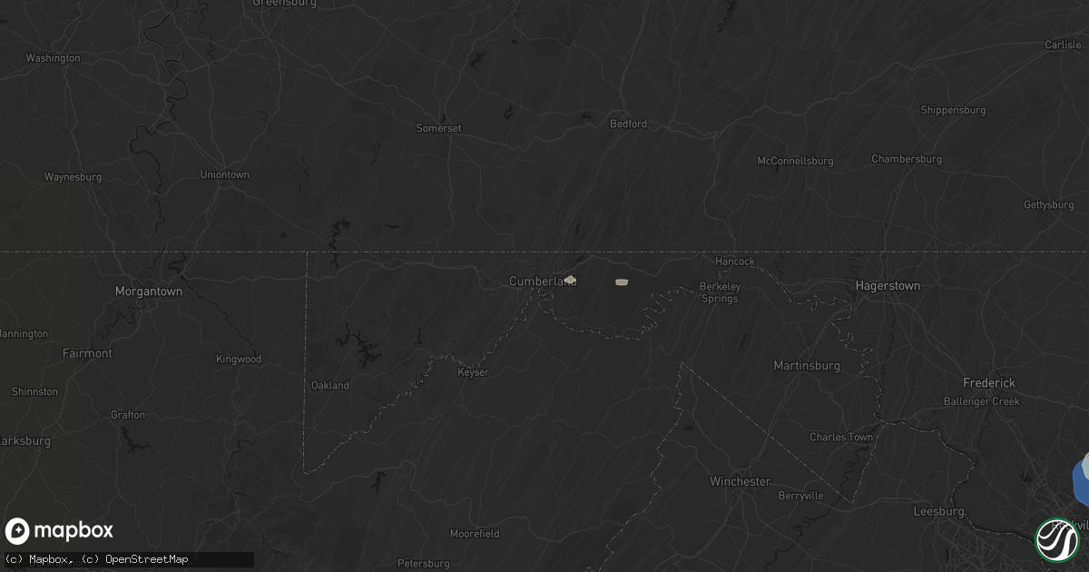 Hail map in Cumberland, MD on July 5, 2026