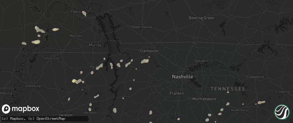 Hail map in Cunningham, TN on July 5, 2026