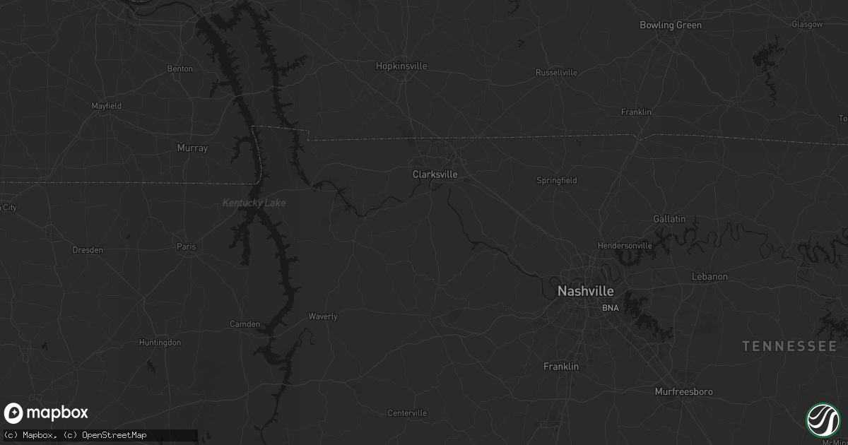Hail map in Cunningham, TN on July 5, 2026