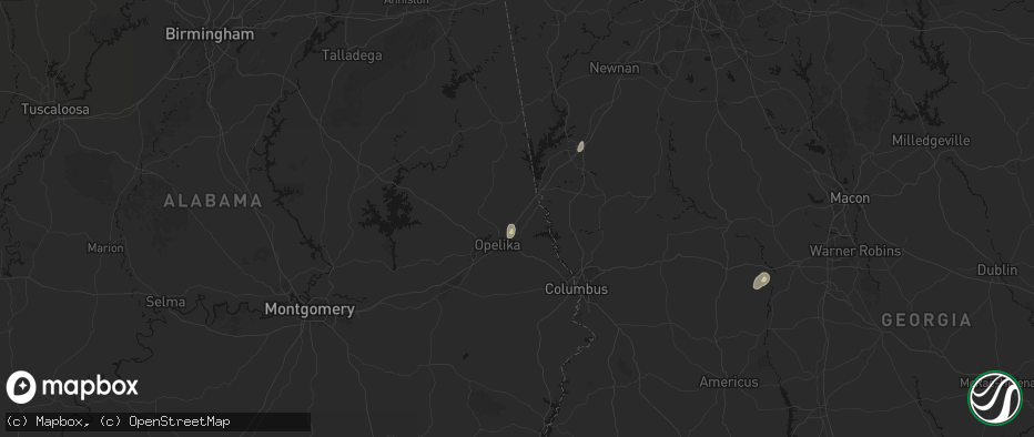 Hail map in Cusseta, AL on July 5, 2026