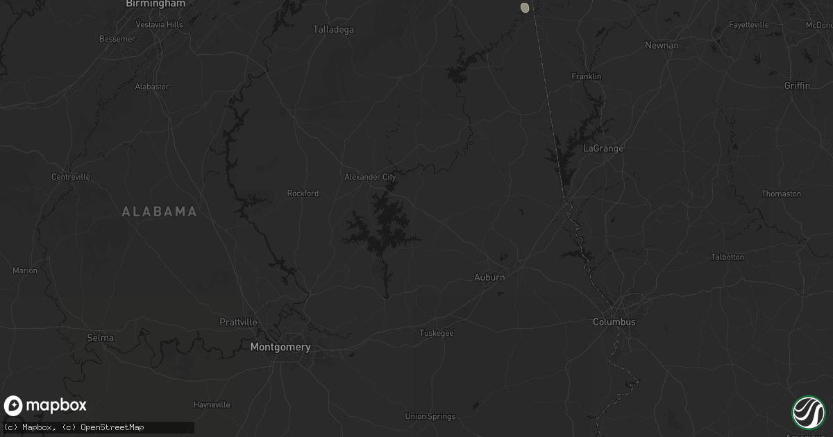 Hail map in Dadeville, AL on July 5, 2026