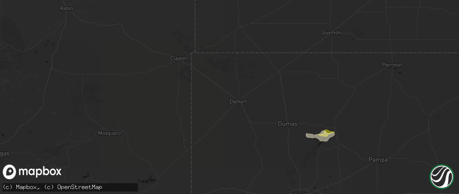 Hail map in Dalhart, TX on July 5, 2026
