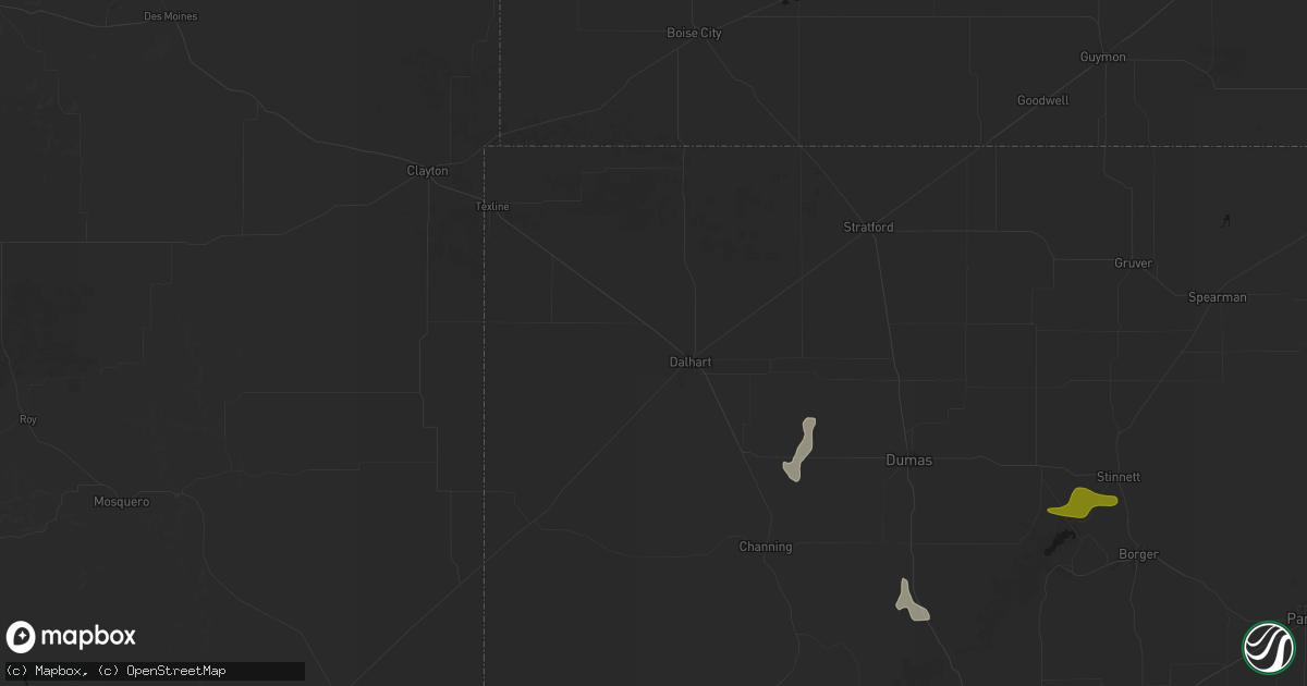 Hail map in Dalhart, TX on July 5, 2026