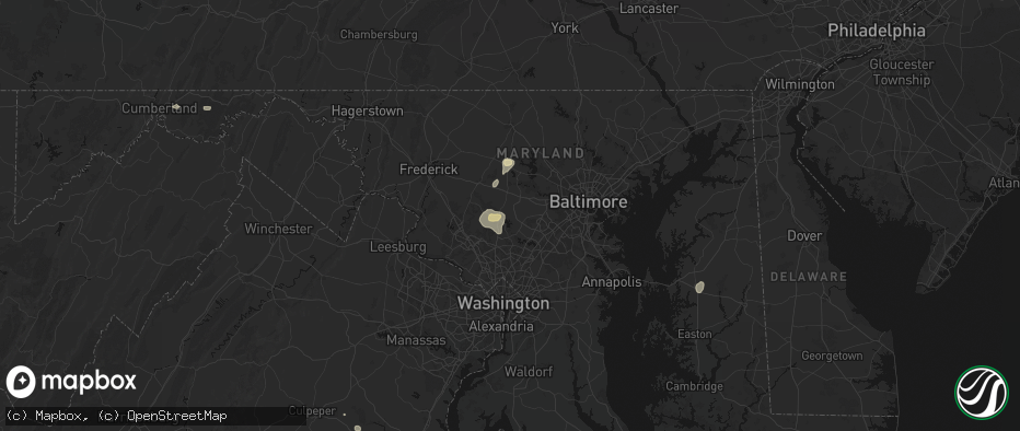 Hail map in Dayton, MD on July 5, 2026
