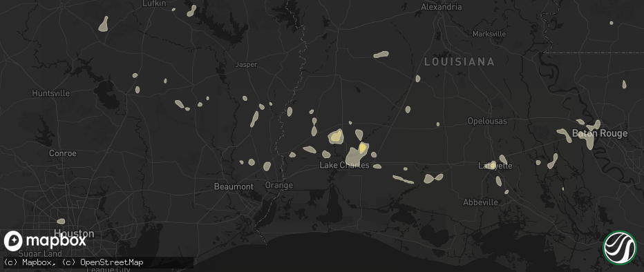 Hail map in Dequincy, LA on July 5, 2026