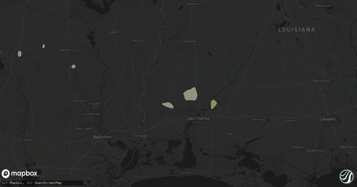 Hail map in Dequincy, LA on July 5, 2026