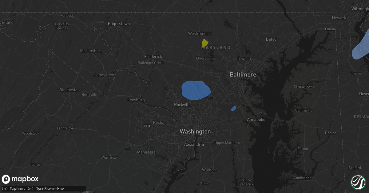 Hail map in Derwood, MD on July 5, 2026