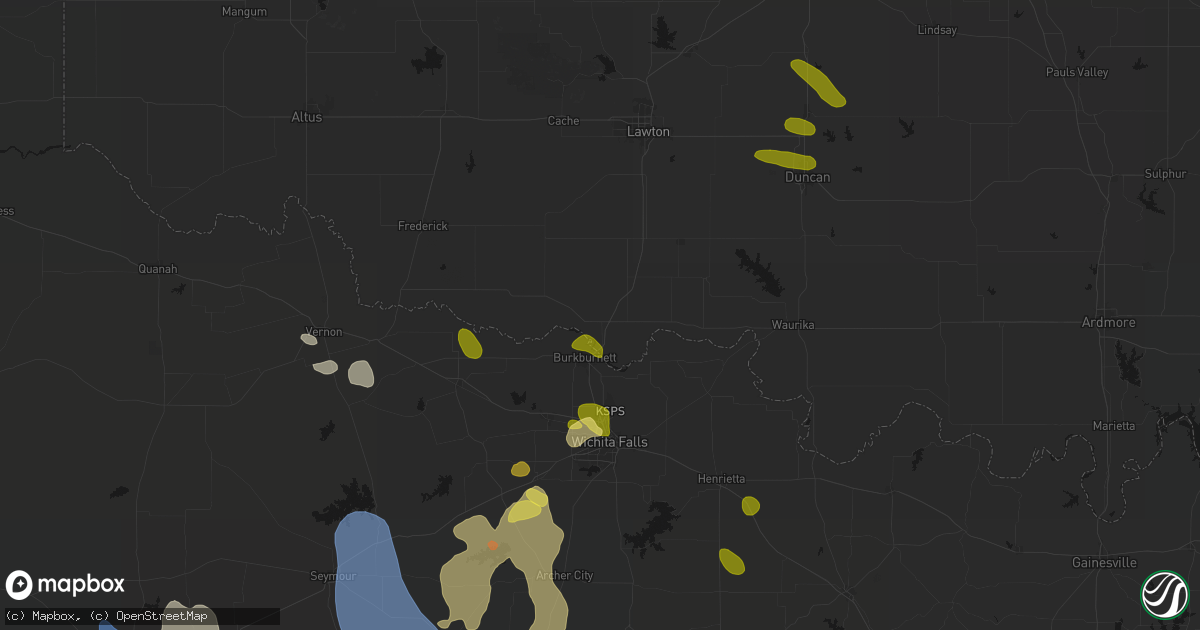 Hail map in Devol, OK on July 5, 2026
