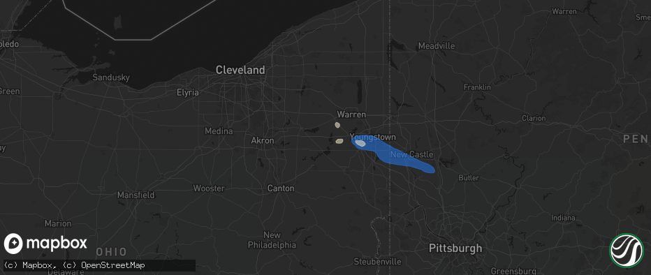 Hail map in Diamond, OH on July 5, 2026