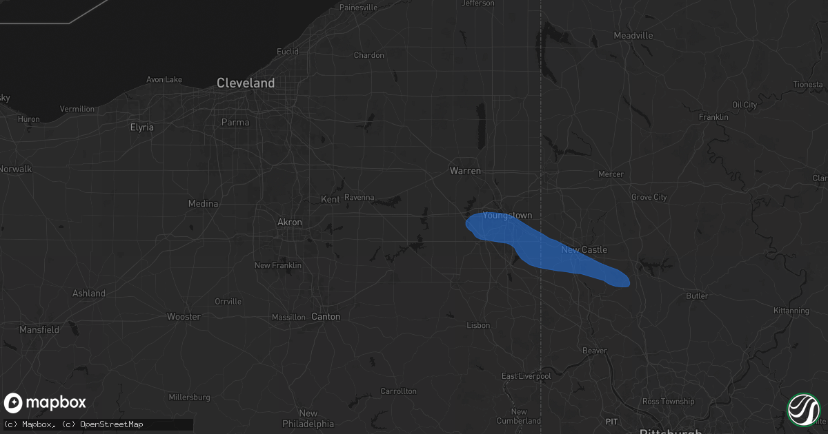 Hail map in Diamond, OH on July 5, 2026