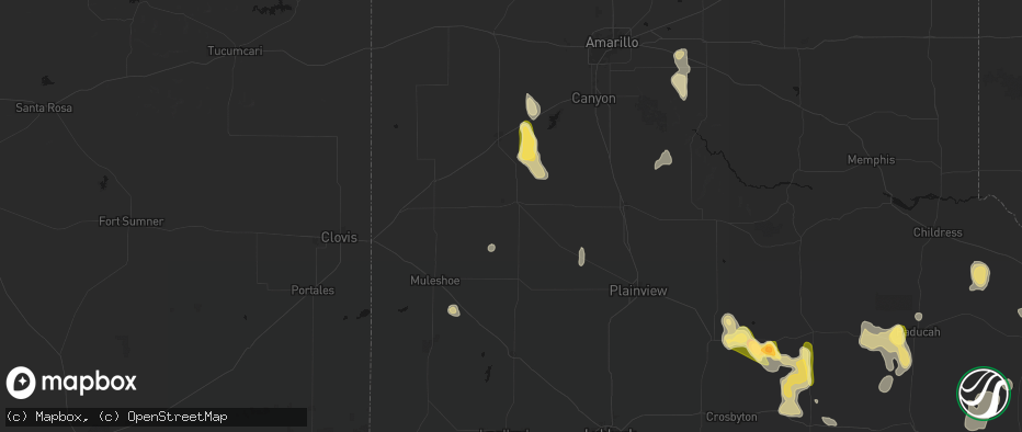 Hail map in Dimmitt, TX on July 5, 2026