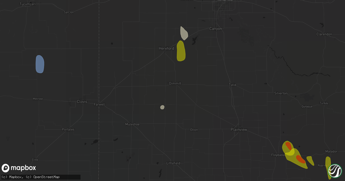 Hail map in Dimmitt, TX on July 5, 2026
