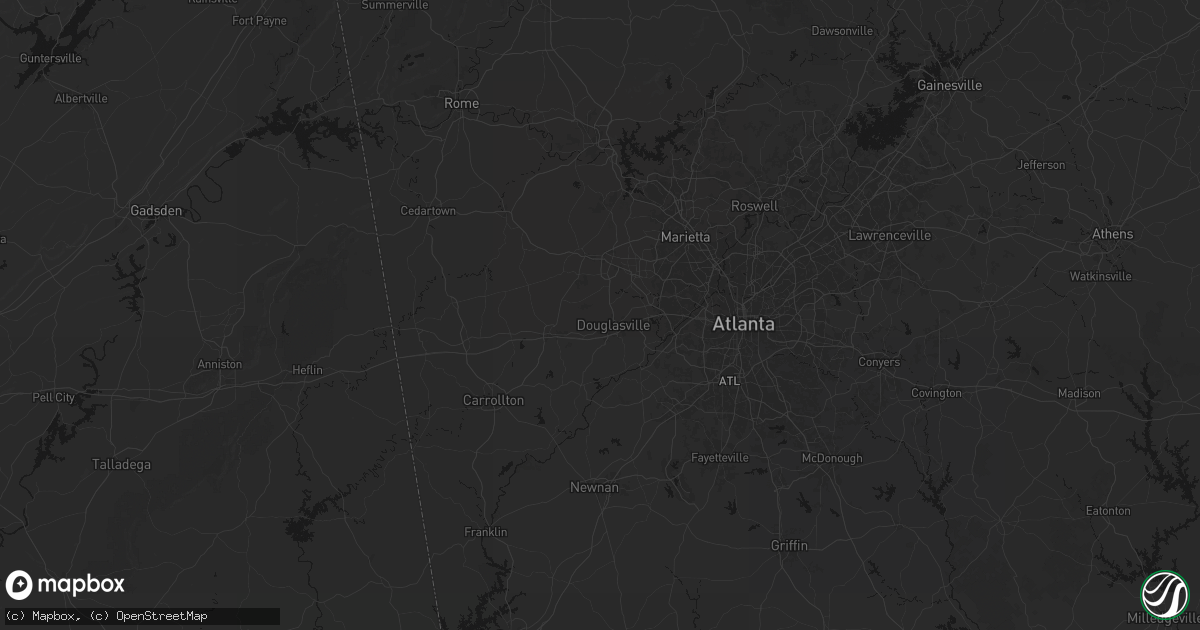 Hail map in Douglasville, GA on July 5, 2026