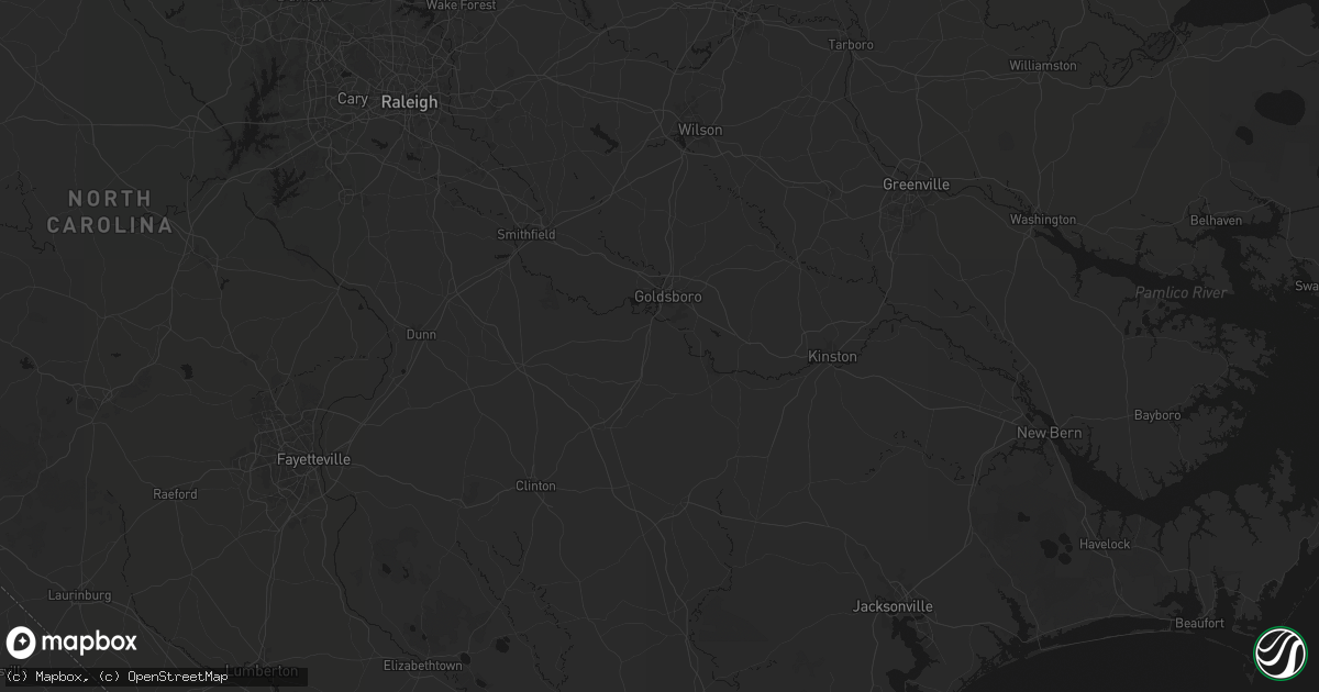 Hail map in Dudley, NC on July 5, 2026
