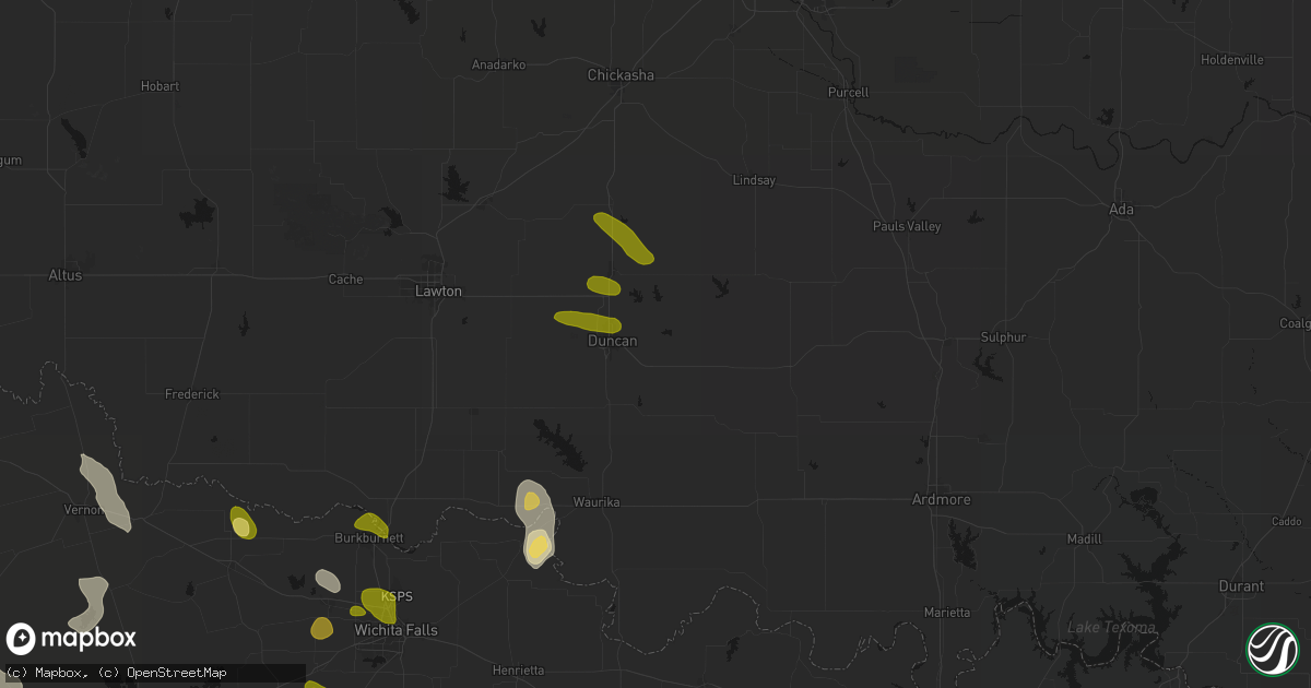 Hail map in Duncan, OK on July 5, 2026