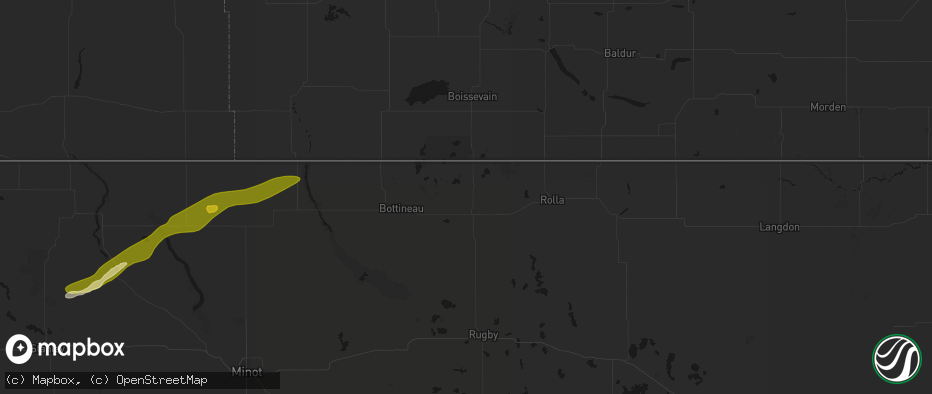Hail map in Dunseith, ND on July 5, 2026