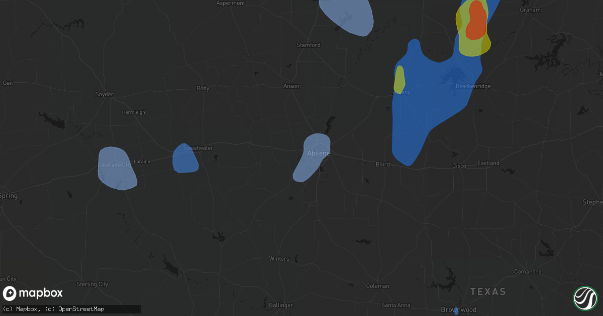 Hail map in Dyess Afb, TX on July 5, 2026