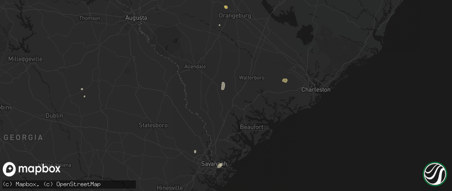 Hail map in Early Branch, SC on July 5, 2026