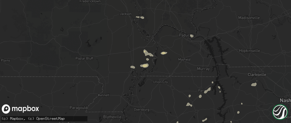 Hail map in East Prairie, MO on July 5, 2026