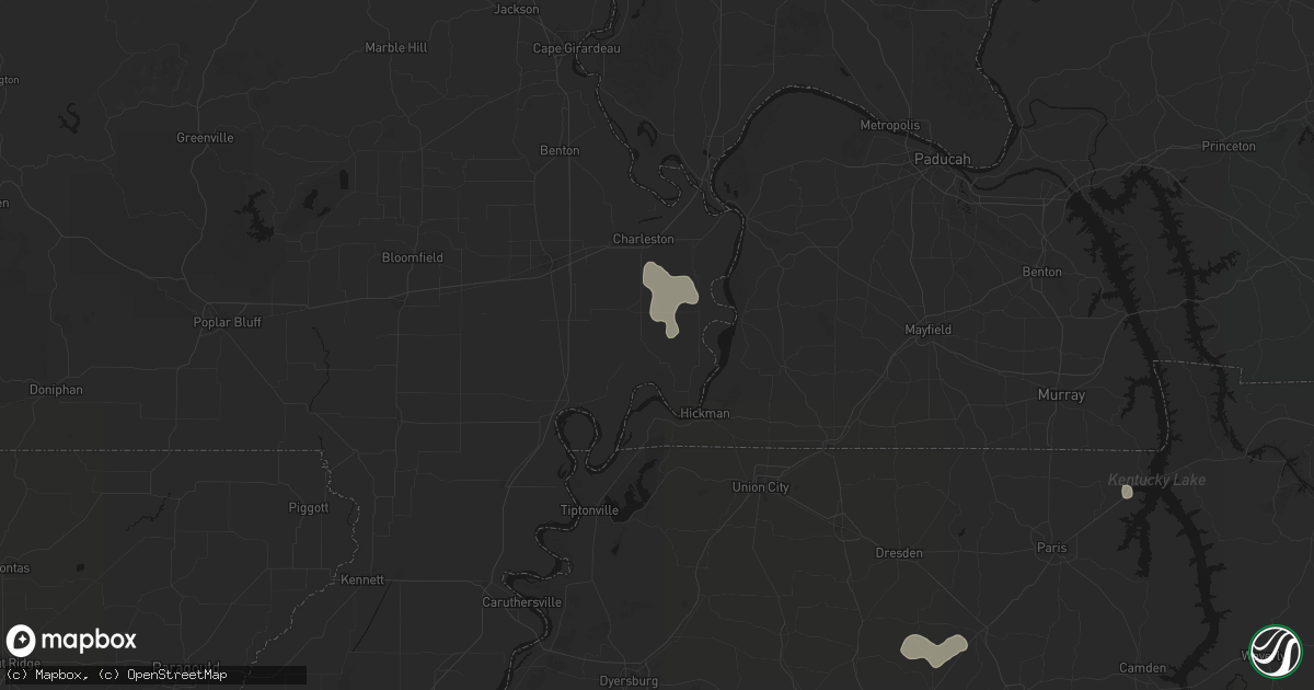 Hail map in East Prairie, MO on July 5, 2026