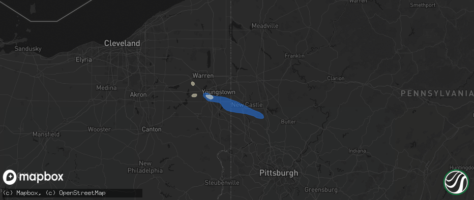 Hail map in Edinburg, PA on July 5, 2026