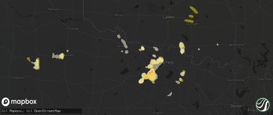 Hail map in Electra, TX on July 5, 2026