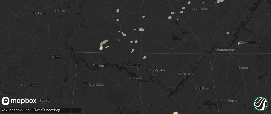 Hail map in Elkmont, AL on July 5, 2026