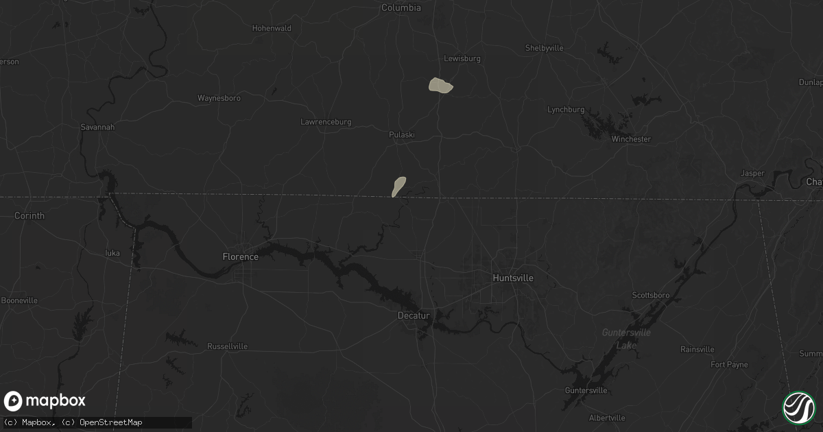 Hail map in Elkmont, AL on July 5, 2026