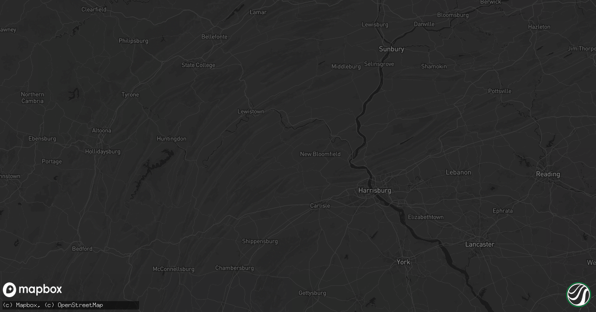 Hail map in Elliottsburg, PA on July 5, 2026