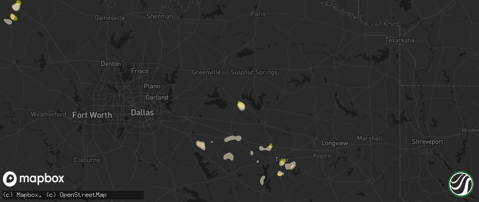 Hail map in Emory, TX on July 5, 2026