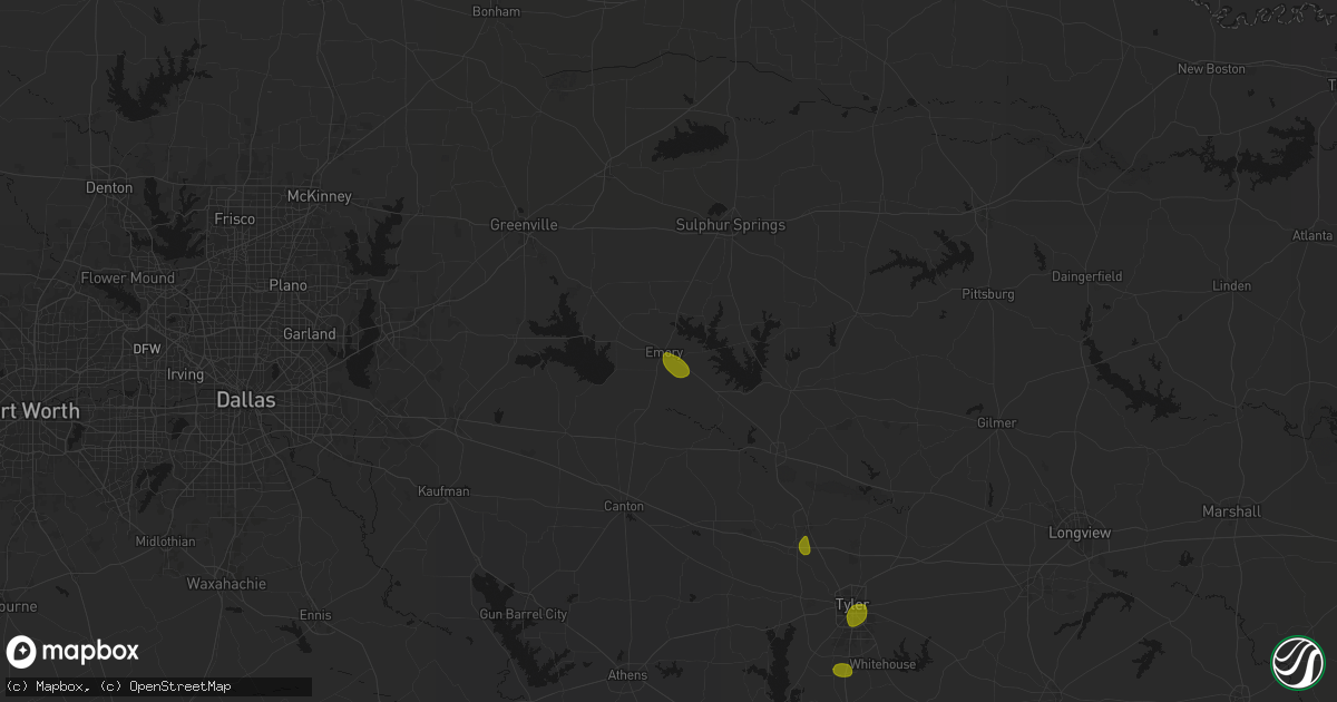 Hail map in Emory, TX on July 5, 2026